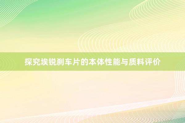 探究埃锐刹车片的本体性能与质料评价